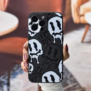 Twisted Smile Face Pattern Phone Case, TPU Decorative Phone Protector Cover, Phone Accessories,phone Case Suitable for Iphone11/12/13/14/15/16/17 Pro Promax Air Plus.
