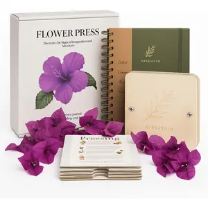 Flower Press with Herbarium Journal Flower Preservation Kit, Leaf Press Kit for Making Cards, Plant Press for Adults and Kids, Added Journal for Pressed Plants Art Preservation