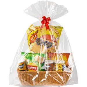 20 Pack  Cellophane Bags,35x47 Inch Clear Basket Bags,OPP Plastic Cellophane Wrap for  Baskets