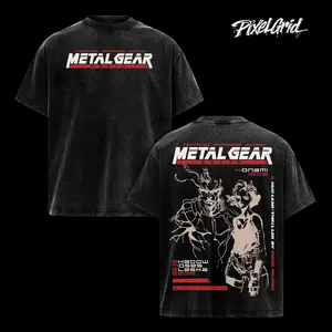 Metal Gear Solid 4 solid Washed Tshirt, Premium TShirt "Tactical Espionage Action" 2-Sided, Vintage Retro Video Game PS1, 1998 Japan Anime Manga Clothes Cotton Menswear, Gift For Gamers