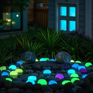 Set of 32 Extra-Large, Dreamy, Glowing Pebbles for Garden Paths, Aquariums, and Starry Night Lighting—Perfect for Home and Outdoor Decor