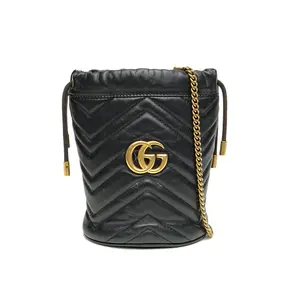 Pre-owned GUCCI leather Tote Bags 【Zanna】GG Marmont Drawstring Bucket Bag Mini 17 P216853591