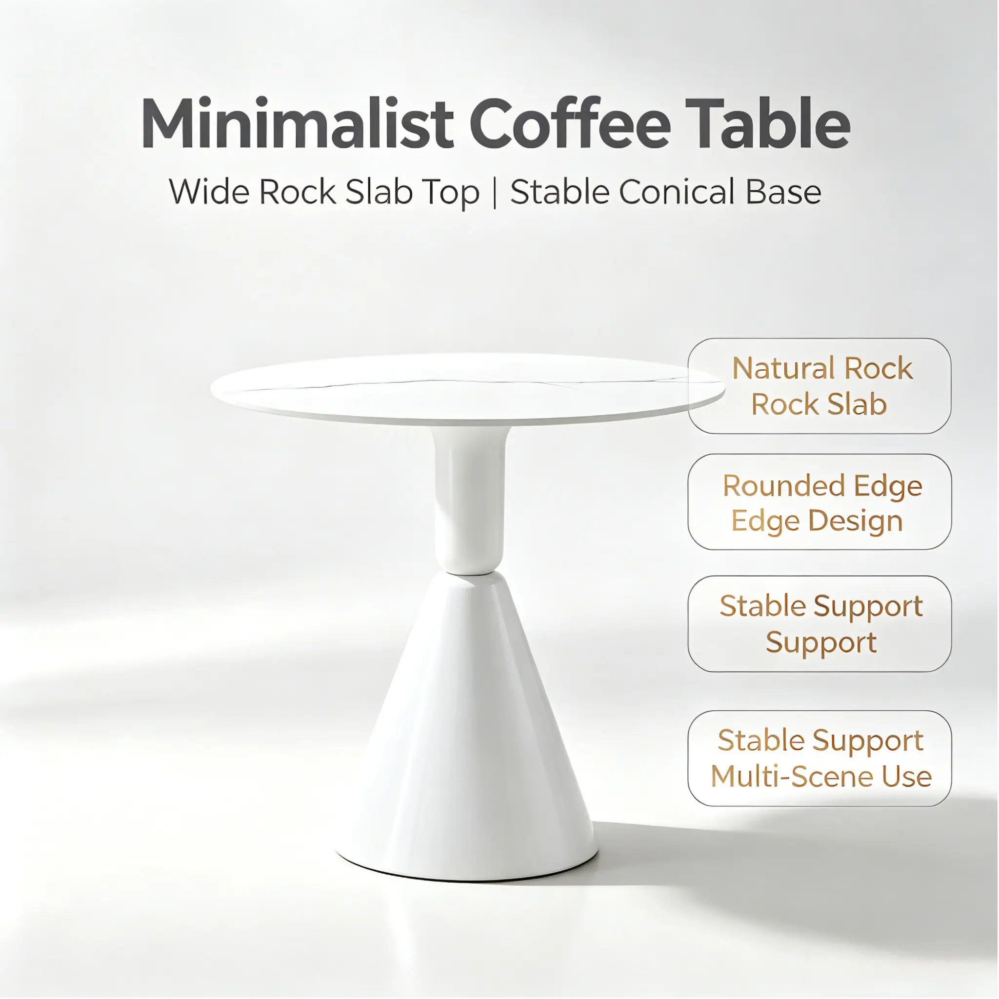 White Outdoor Patio Coffee Table - Plain, Simple Modern Design, Wide Surface, Fast Delivery, Versatile Use for Balcony, Dining Rooms