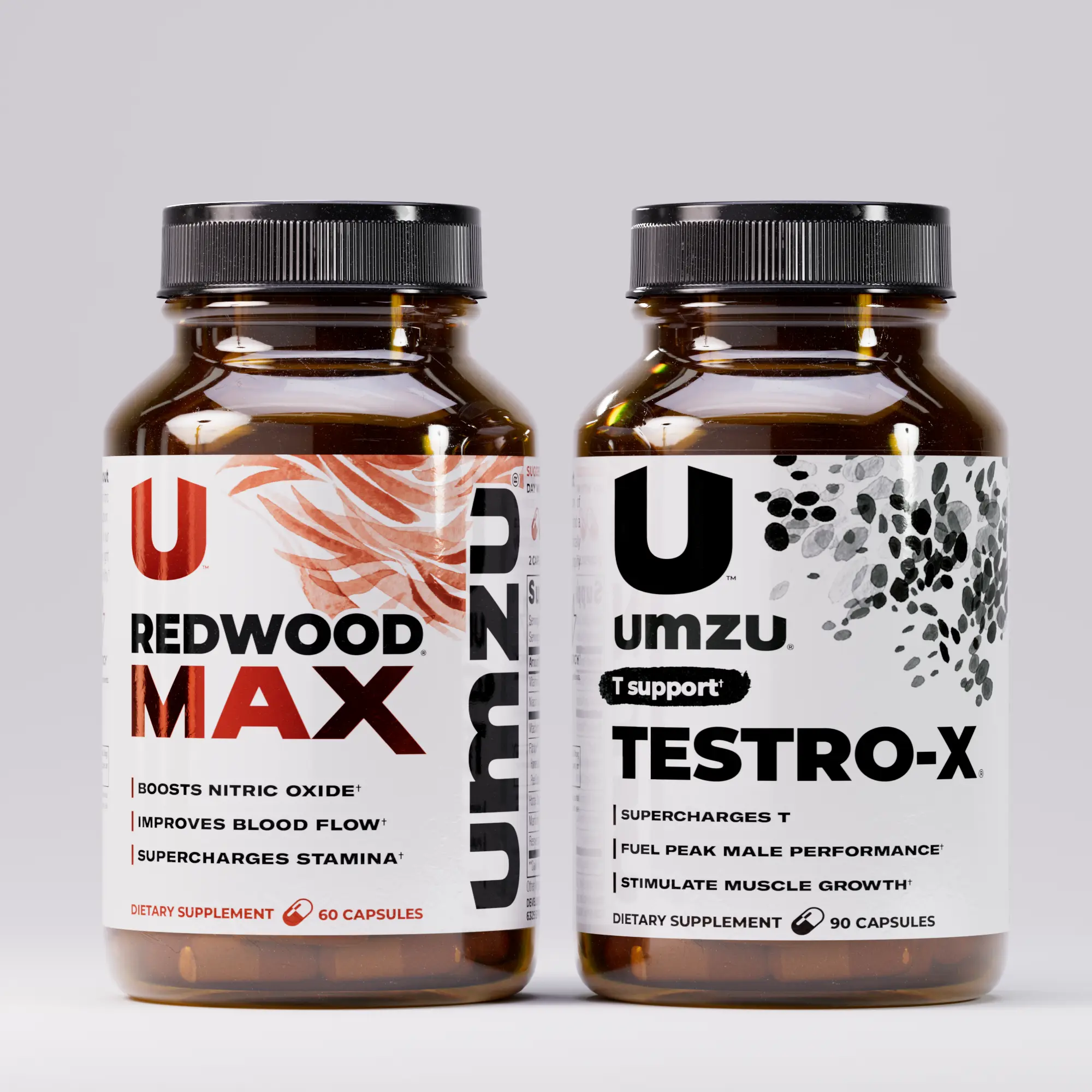 UMZU Peak Performance Supplement Combo Pack - Redwood Max & Testro-X Dietary Capsules, Men's Fitness Supplement for Testosterone, Blood Flow Support