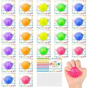 24 Pcs Light up Ball Bouncy Balls 2.2 Inch Sensory Stress Ball Glow in The Dark for Party Favors Gifts Flashing Squeaky Balls for Valentines Party Favors