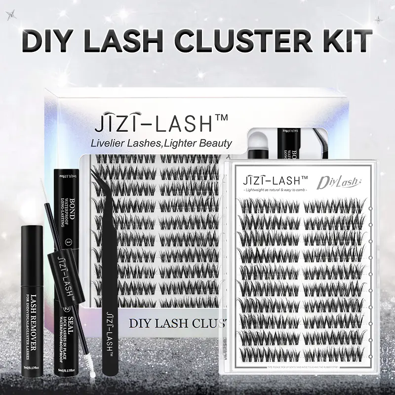 JIZI-LASH P4 Makeup DIY Lash Clusters (Buy 1 Get 1 Free) - 3D Wispy, Waterproof, Natural Volume, Invisible Band, Easy to Apply