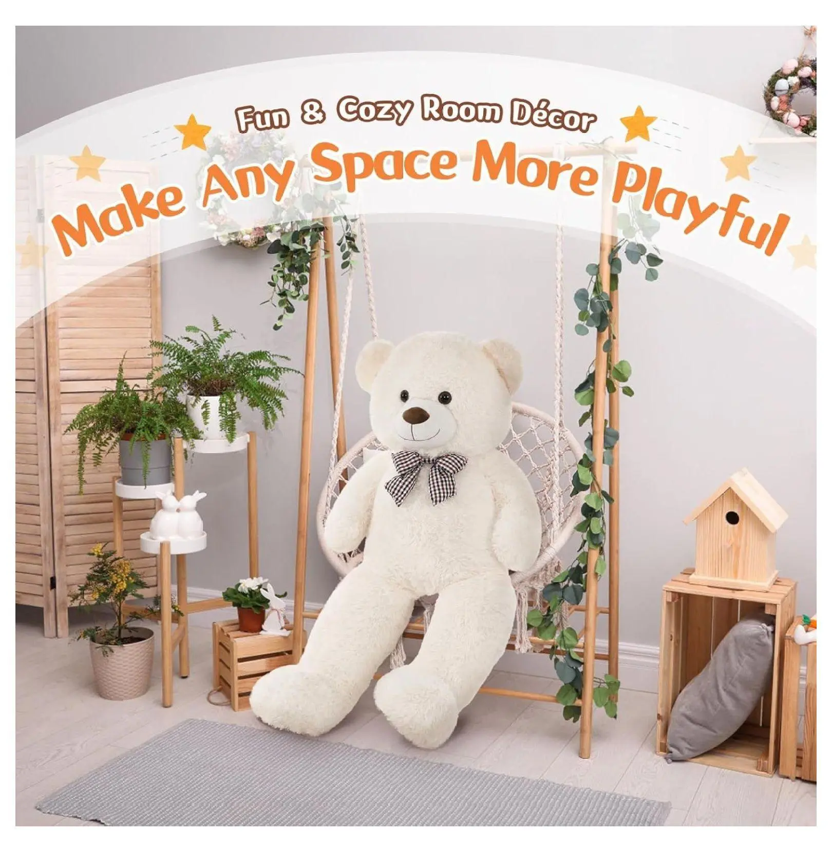 Large White Teddy Bear 39 Inch - Big Plush Teddy Bear for Girls, Girlfriend - Giant Stuffed Animal for Birthday, Baby Shower - Soft & Huggable
