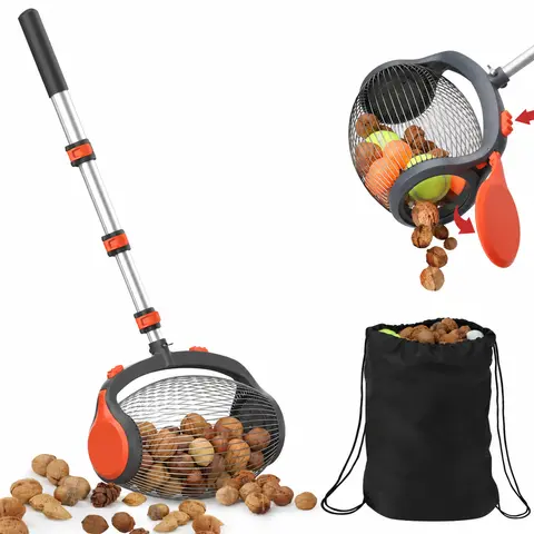 RIFPOD Nut Gatherer,Walnut Picker Upper, Foot-Operated Release Ball Picker Roller,Side Opening,Effortless Emptying,Suitable for 3/4" - 1.7" Walnuts,Small Fruits,Magnolia Seeds,Peca