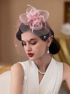 Women's Elegant Retro Fascinator Mesh Veil Hat, Classic Cocktail Pillbox Headpiece, Premium Church Kentucky Derby Hat for Special Events