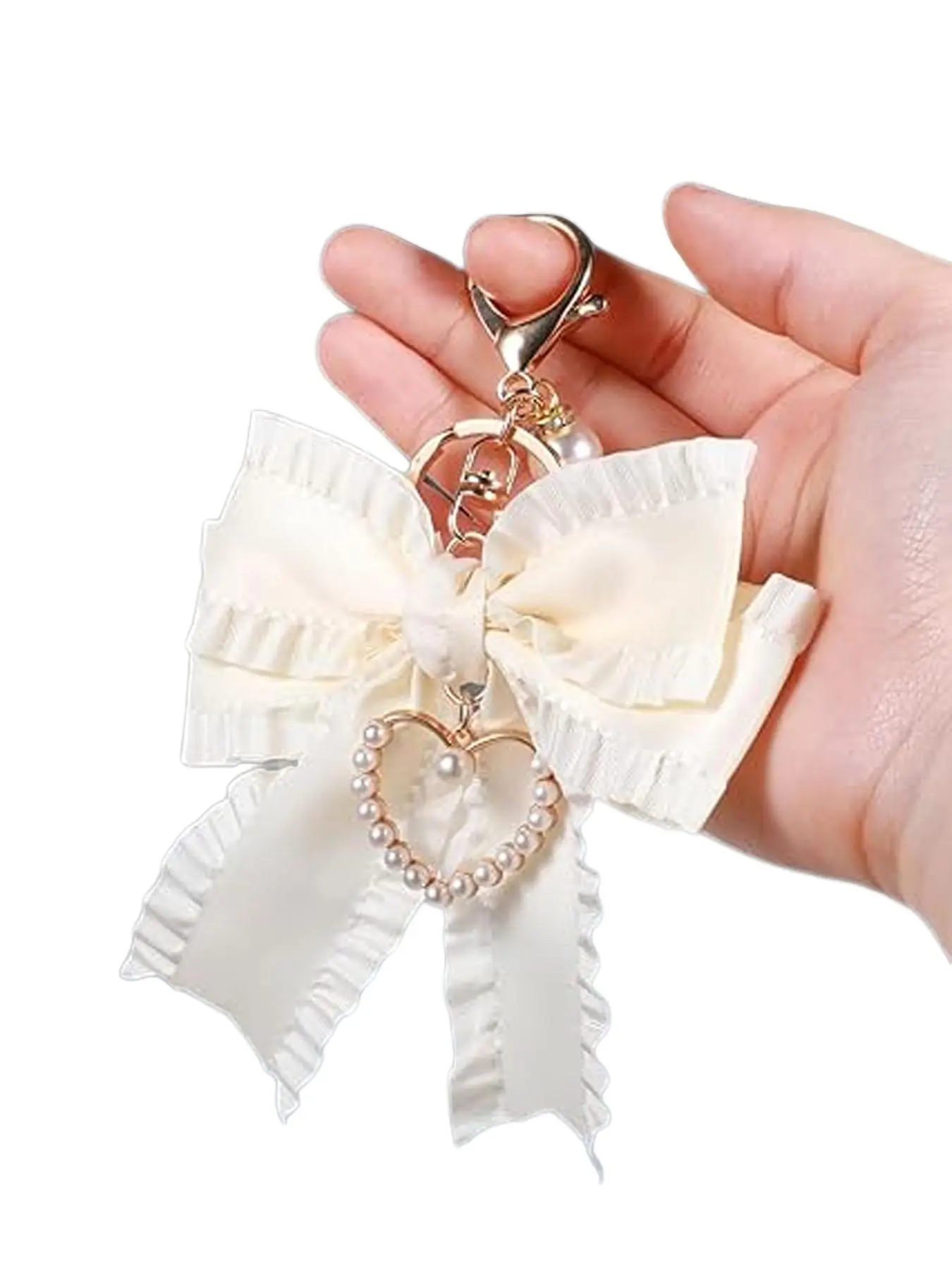 Fashion Bow Pearl Heart Keychain, Butterfly Wallet Keyring, Ladies Accessory, Bag Charm, All Seasons, Chain Design, Trendy Cute Keychain, Fashionable Alloy Keychain, Keychains Cute