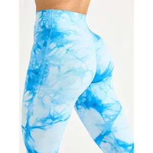 Aggressive Scrunch Flare Legging - Blue Bubbles Tie Dye Aggressive Scrunch Flare Legging - Blue Bubbles Tie Dye