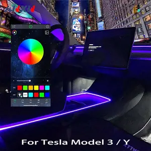 Everything Is Solar Center Console Dashboard Neon Light Tubes For Tesla Model 3 Model Y 2021- 2023 RGB Interior LED Strip Lights with App Controller