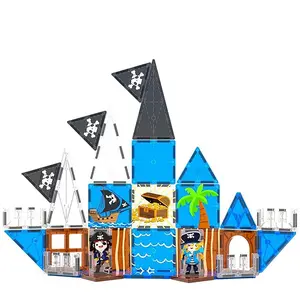 Magnetic Building Blocks Pirate Ship Assembly Toy, Magnetic Building Tiles, Creative Desktop Decoration, Hobby Collector Gift, Easter Thanksgiving Back-To-School Birthday Present