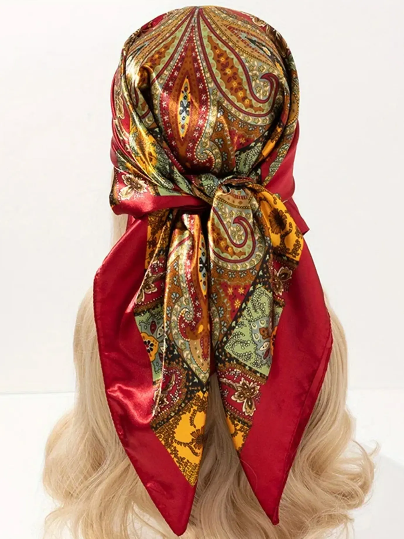 6-Piece Handkerchief Set, Leopard Print Satin Silk Scarf, Summer Scarf, 90x90cm, Boho Style, Luxury Designer Hijab, Headscarf, Women's Fashion Accessory, Paisley Print Scarf, Bowknot Scarf, Paisley Print Shawl, Fashion Shawl Wrap
