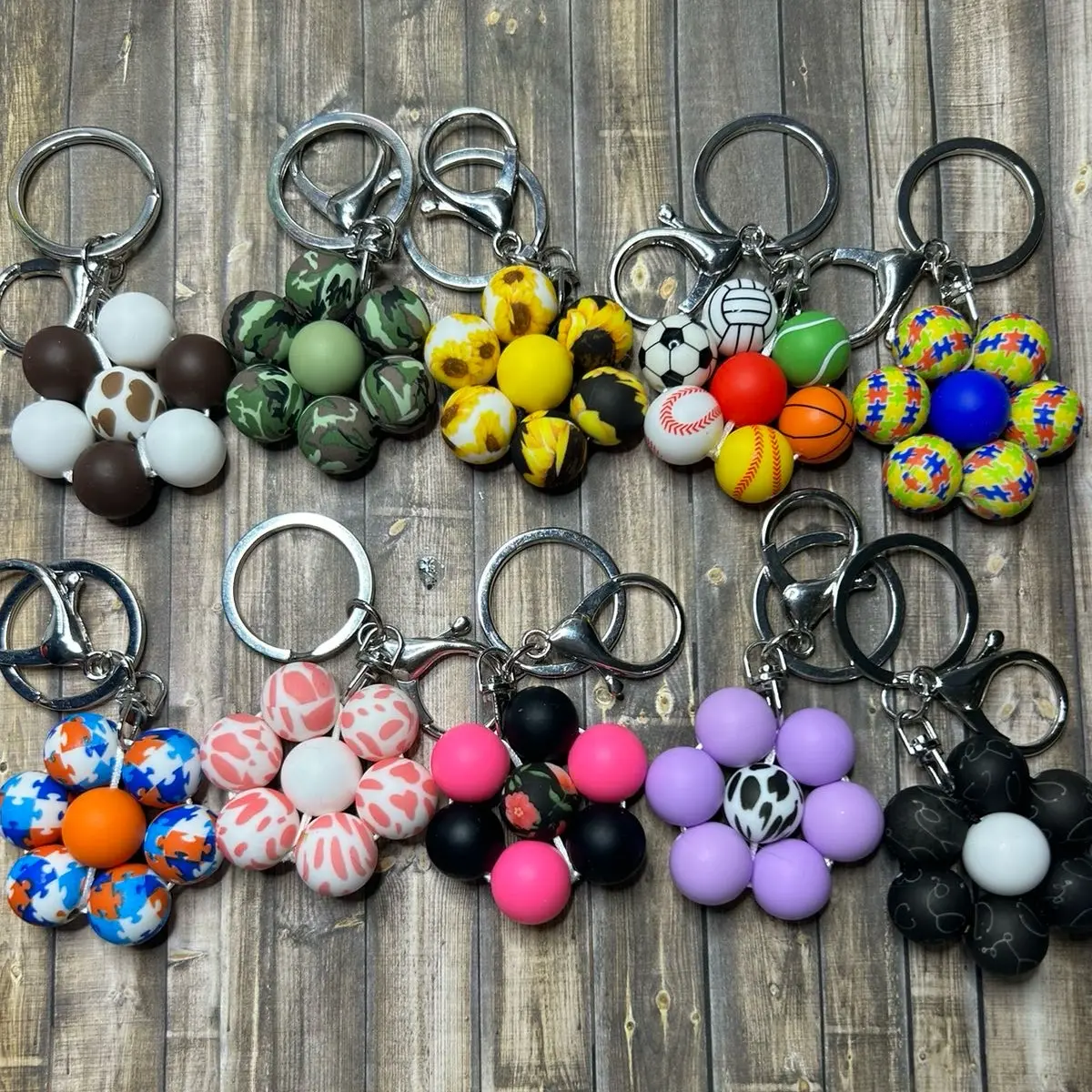 Flower Beaded Keychains Flower Beaded Keychains