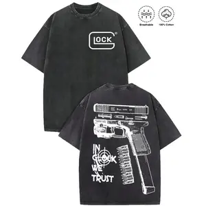 In Glock We Trust Vintage Washed T Shirt 100 Cotton Gun Rights Graphic Tee Unisex Tactical Streetwear Top Second Amendment Firearm Lover Casual Summer Top