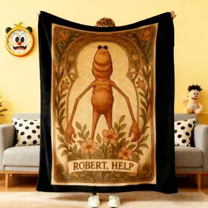 Robert Help Marcus The Worm Blanket,Funny Meme Rigatoni Pasta Blanket,Marcus The Worm VR Chat Blanket,Floral Pattern Blanket,Goofy DecorGift For Mom, Festival Gift, Gift For Man&Women, Special Gift, Cozy Blanket