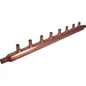 212 MAIN Cash Acme 22790 8-Port Open Bulk Copper Manifold with Barbed Ends, Compatible with Pex Tubing Pipe, for Boating Water Sports