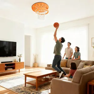 Ceiling Basketball Hoop Indoor, Mini Hanging Basket, Fun Sports Gift, Suitable for Office Bedroom, Kids and Adults, Includes Ball