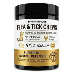 [Today's Deal] PAWFAVORLAB Flea & Tick Veterinary Formulated Support Chews for Dogs, with Vitamins Plant-Based Ingredients pet dog chews itching skin relief supplements
