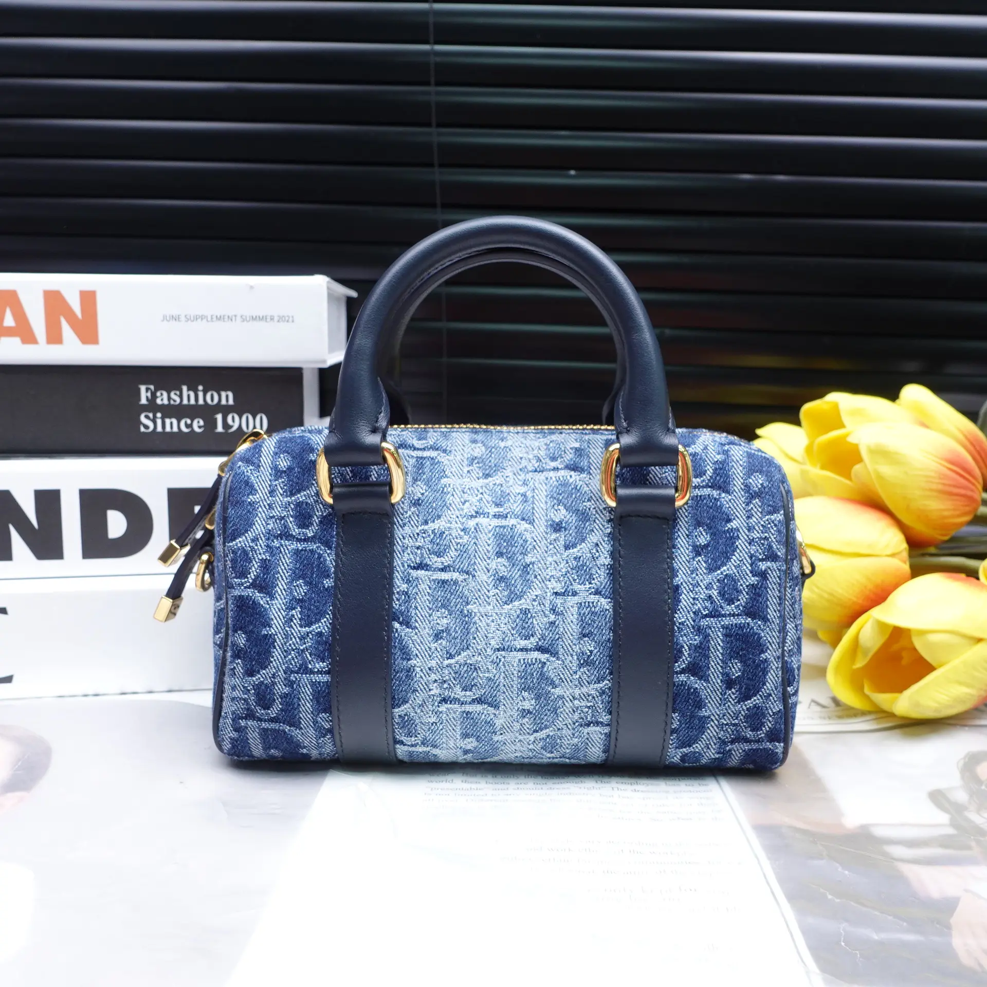 Pre-owned Dior Denim Shoulder Bags Groove Blue Shoulder Bag T10327191