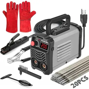 200Amp 20PCS Rods Stick Welder, Super MINI Portable Welding Machine, IGBT Inverter Welder Machine 110V with Hot Start Arc Force Anti-Stick, for 1/16"-1/8" Rod ARC Welder, Chip Hammers (Gray)
