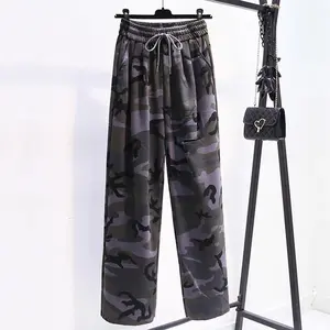 Camo Drawstring Joggers - Timeless Black and Grey Camouflage Pattern, Loose Fit, Side Pockets, Adjustable Drawstring Waist, Casual Streetwear Style