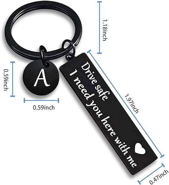 Drive Safe Keychain, Stainless Steel Keychain, Lightweight Keychain, 1 Count Letter Pattern Keychain, Valentine’s Day and Birthday Gift for Boyfriend, Outdoor Accessories