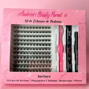 Cluster Diy Kit Eyelash Extensions includes Lashes,Bond,Sealeant, Remover and Tweezers