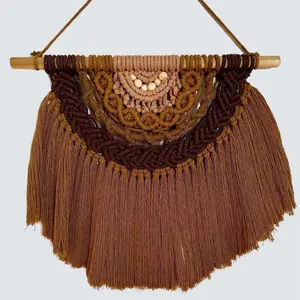Brown ombré half mandala macrame wall hangin