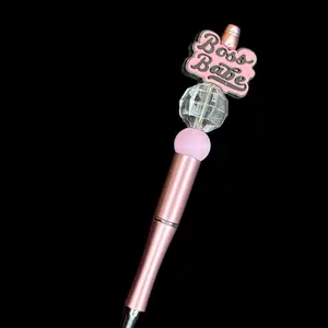Boss Babe Handcrafted Beaded Pen with Pink Accents and Decorative Bead