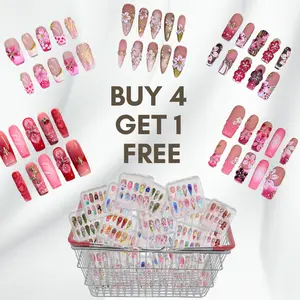 BUY 4 GET 1 FREE NailVesta Handcrafted 3D Press-On Nails | Reusable, Long-Lasting, Salon-Quality