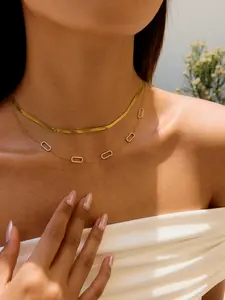 Ladies Necklace Diamond Oval Pendant Stainless Steel 18k Waterproof And Anti Allergy Urban Simple Business Professional Style Independent Women s Accessory Jewelry Necklace