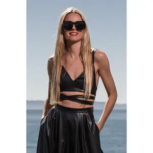 Delaney Top - Black Leather