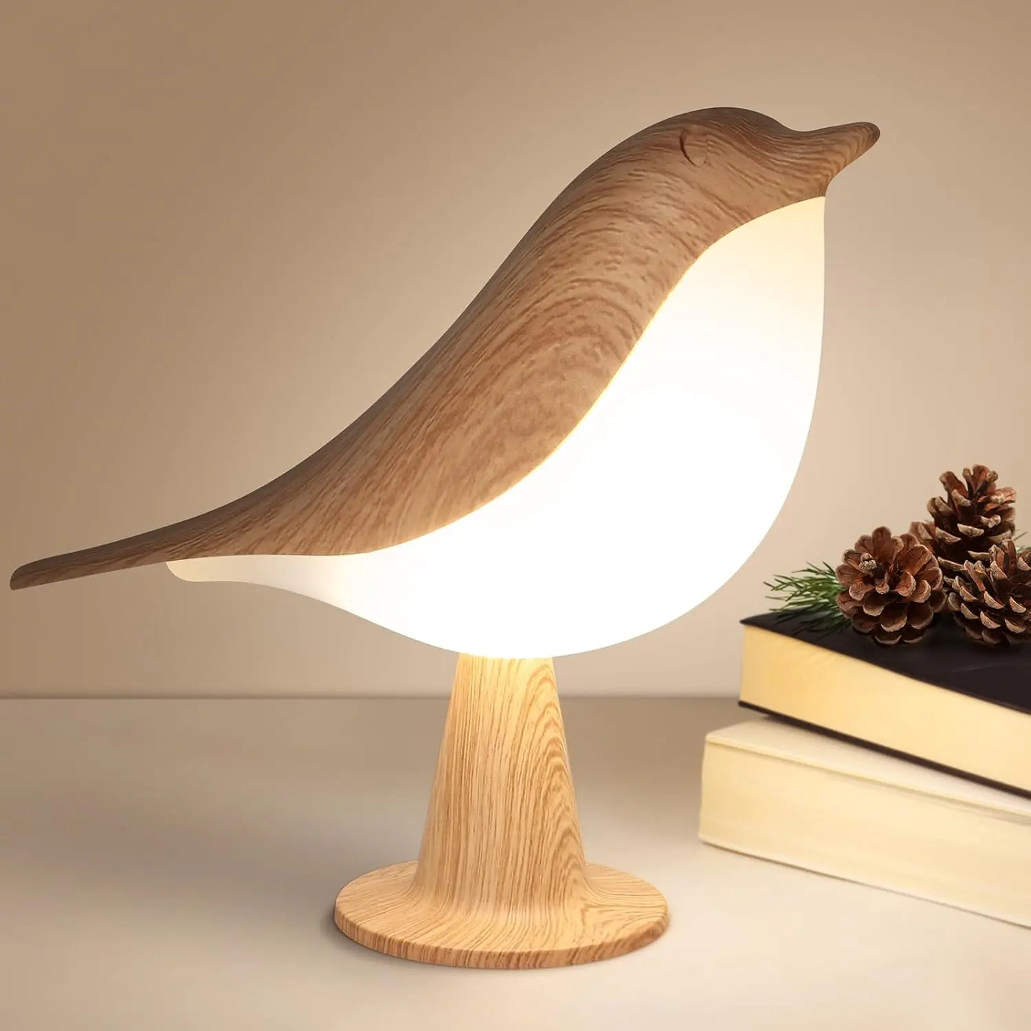 Cute Bird Night Light - 2-in-1 Touch Lamp with Aroma Diffuser, Rechargeable 3-Color Dimmable Cordless Lamp for Bedroom, Nightstand, Bedside, Room Decor & Kids Bedroom, Unique Bird nightlight Gifts