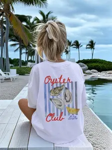 Oyster Club All Day Everyday White T-Shirt | Casual Coastal Seafood Streetwear Top | Premium Cotton Fabric | Retro Coastal Oyster Aesthetic | Relaxed Oversized Fit | Eye-Catching Oyster & Lemon Print | Versatile Daily Wear | Perfect for Beach/Seafood Styl