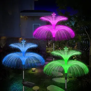 Solar Garden Lights 3 Pack Upgraded Waterproof 7 Color Changing Double Jellyfish Star Flower Design for Yard Lawn Christmas Decor Gifts for Mother's Day Women outdoorfun cherry blossom