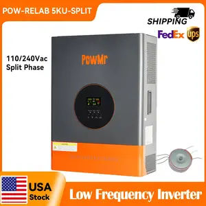 5000W 48V Hybrid Solar Inverter, Low Frequency Pure Sine Wave, Split Phase 120V/240V, Built-in 120A MPPT Solar Charge Controller, 15000W Surge Peak Power, Compatible with Lithium Batteries, Ideal for RV & Off-Grid Solar Systems