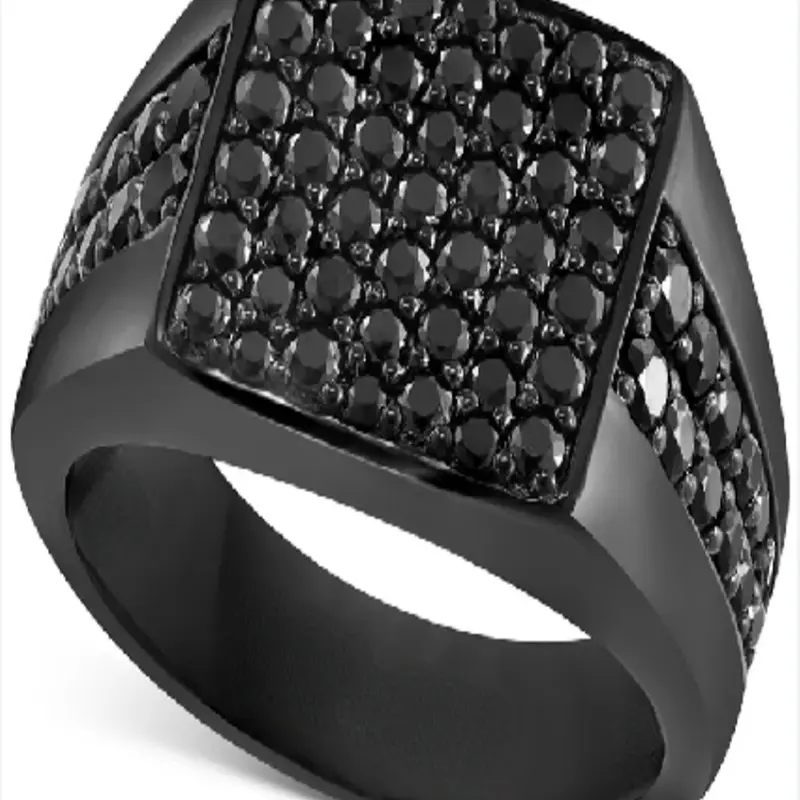 Men's Fashion Black Ring, Vintage Inspired Ring, Vintage Dark Style Rhinestone Decorated, Perfect for Valentine's Day, Wedding, Anniversary Gifts, Dark Aesthetic Rings, Vintage Rings Jewelry