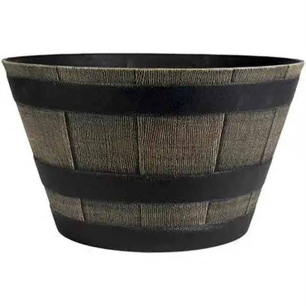 Whiskey Barrel Planter Round Dark Oak, 16"