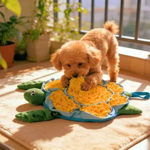 Upgraded sea turtle imitation scent training pad with hidden food compartments, cute interactive design, enhanced limbs with crinkle paper and a head with sound toys, anti-slip base, foldable for space-saving storage