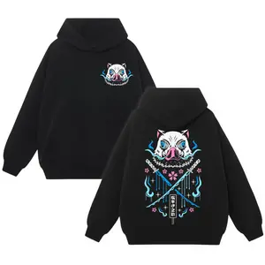 Inosuke Hashibira with his sword Dual Serrated Nichirin Katanas Hoodie, Demon Slayer t-shirt, Anime sweatshirt hoodie, Anime lover t-shirt