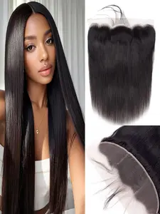 13x4 HD Lace Frontal Closure Straight Lace Frontal Human Hair Unprocessed Brazilian Virgin Hair Ear to Ear Swiss HD Transparent Lace Closure Only Pre Plucked Glueless HD Closure