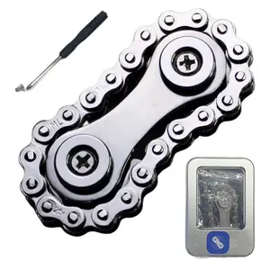 Metal Chain Spinner Fidgets Metal Flywheel Fingertip Gyro Toys Anti Stress DIY Replace Bicycle Chain Spiner Fidget Toys Kids