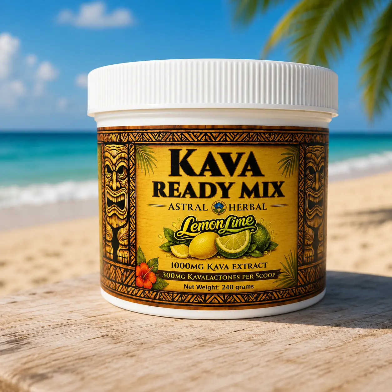 Kava Ready Mix - Lemon Lime Flavor - 1000mg Kava Extract per Quick Dissolve Scoop