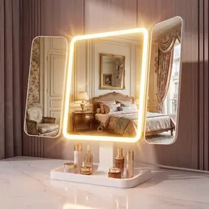 Foldable LED Cosmetic Mirror, 3 Light Modes, 2X/3X HD Glass Magnification, Touch Dimmable, 360° Rotatable, Lightweight Portable Vanity Mirror, Exquisite Gift Box, Ideal Mother's Day Gift for Mom