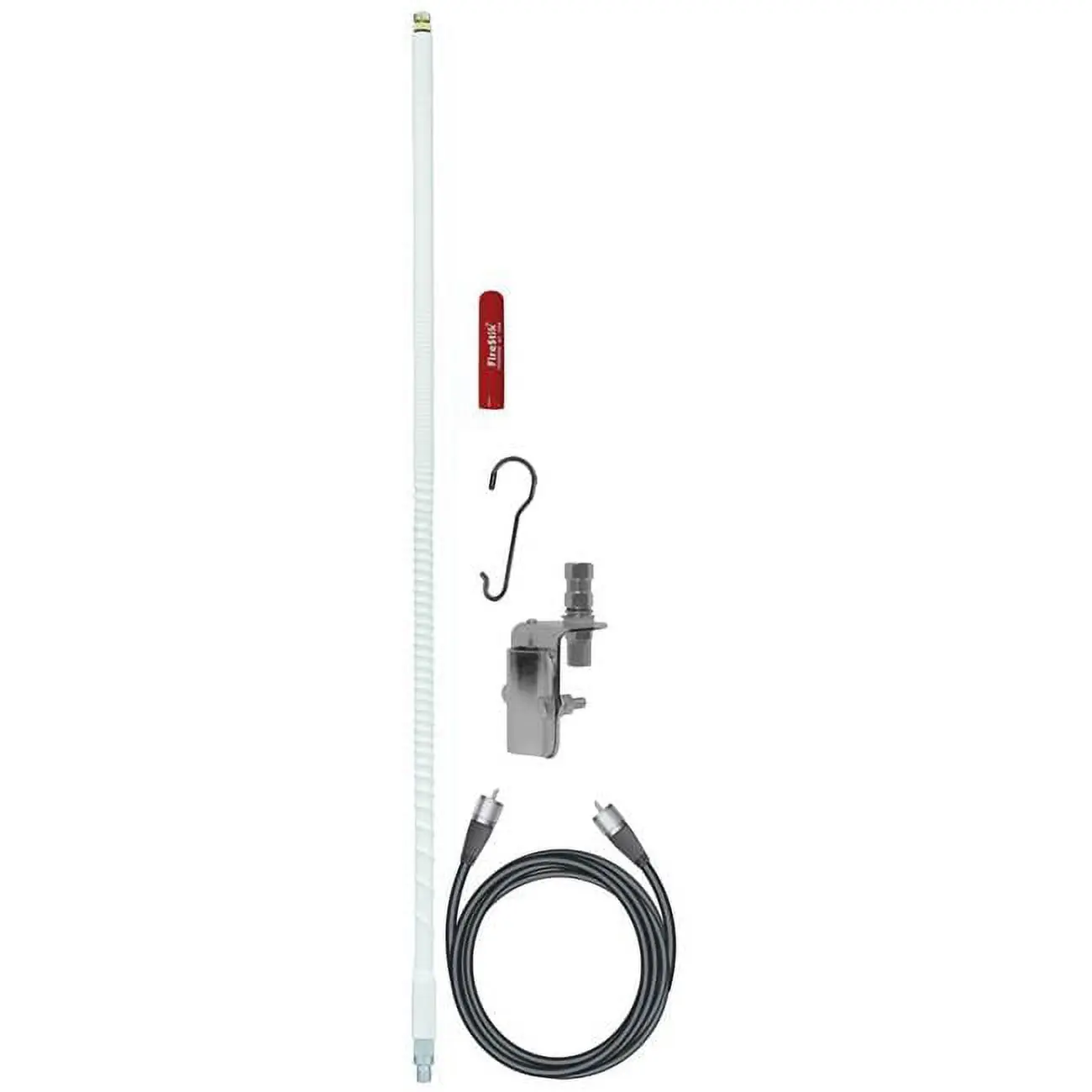 Firestik FS3SMK-W 3 ft 300W Twist-To-Tune Fiberglass Single Mast CB Antenna Kit - White, Wide Mounting Surfaces, High Performance Vehicle Accessories for Car, Pick-Up Truck, Suv