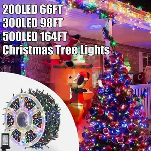 Multicolor 200/300/500 LED Christmas String Lights Waterproof 8 Mode Fairy Light 66FT 98FT 164FT for Tree Decoration 30V UL Certified Indoor/Outdoor Use
