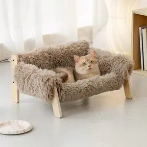 Cat Couch Bed Large Cat Bed Sturdy Wooden Leg Raised Cat Sofa Bed Kitten Bed For Indoor Cats - Soft Cat Couch With Removable Cover Hold Up