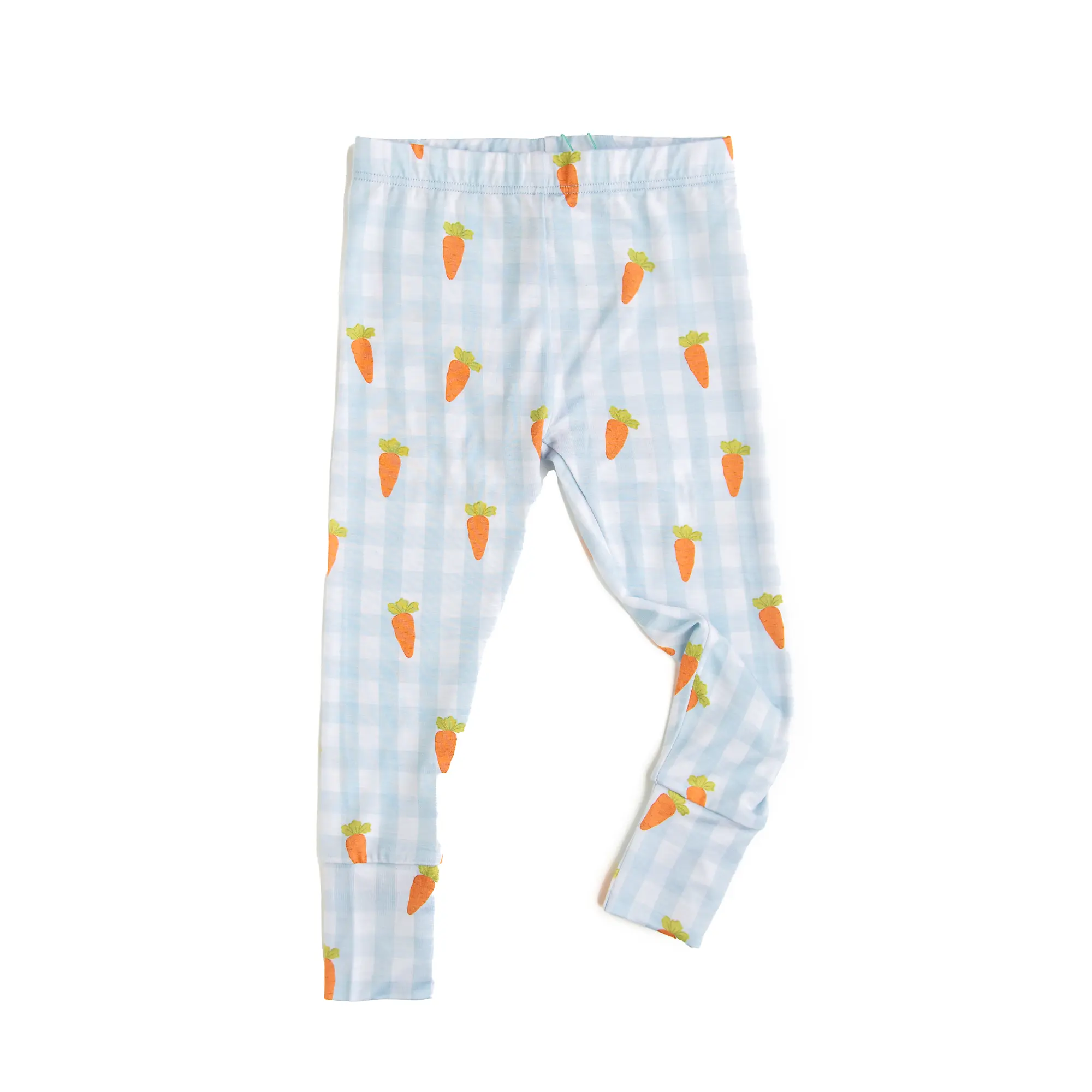 Henry Carrot Gingham LEGGINGS Bamboo Blue Gingham Orange Carrot Easter Holiday Matching Gigi and Max